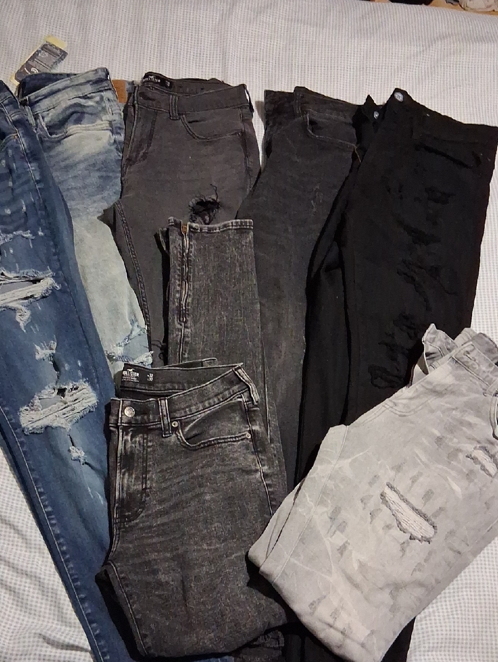 Mixed Distressed Jeans Bundle - Black, Gray, Blue 7 Pairs Of Men Jeans